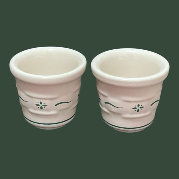 Longaberger Pottery Woven Traditions Heritage Green Lot of 2 VOTIVE CUPS - Picture 6 of 6